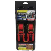 Gripwell Ratchet Tie Down - Retractable, 1.8m, 340kg, 2 Pack