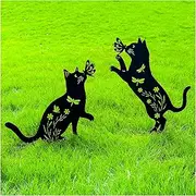 TIGGSY Cat Metal Decorative Garden Stakes Cat Gifts for Women/Men Unique Gifts Silhouette Statues for Yard Art, Outside, Patio, Outdoor Decor, Garden Decorations, Lawn Ornaments