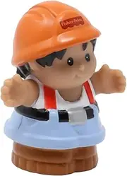 Fisher-Price Replacement Part for Collectible Little People Construction Site Building Playset 72649 - Replacement Dump Truck Driver Roberto Figure - Wearing Hard Hat and Suspenders