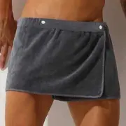 Men Nightwear Short towel Pants Side Split Bathrobe Culottes Soft Thick New