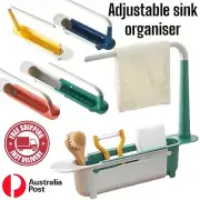 Telescopic Sink Shelf Kitchen Sink Organiser Soap Sponge Holder Sink Drain Rack