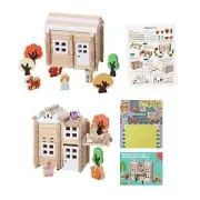 Wooden House Building Blocks Set Montessori for Kids Ages 3 4 5 6 Years Old