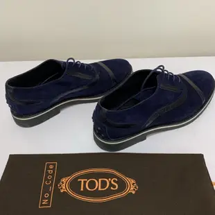 TOD’S 深藍色 藏藍色高質感麂皮牛津繄帶女鞋 休閒鞋 樂福鞋 球鞋 平底鞋