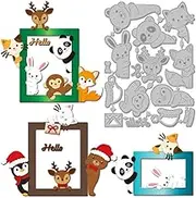 Peeking Animals Cutting Dies Metal Cat Bear Deer Penguin Shakers Cutting Die Template Paper Cutting Dies for Scrapbooking Card Making Crafts Paper Cards