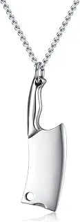 [Generic] Hip Hop Mens Stainless Steel Kitchen Knife Shape Pendant Necklace with Chain