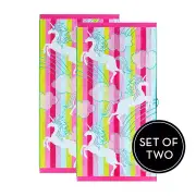Renee Taylor 2 Pack Jacquard Velour Kids Beach Towel 75 x 150 cms Unicorn Rainbow