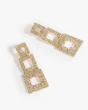 Crystal Triple Square Drop Earrings