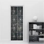 Door Stickers PVC Door Sticker Wallpaper Vintage Living Room Bathroom House Door Poster Self-Adhesive Mural Stickers(B,85x215cm)
