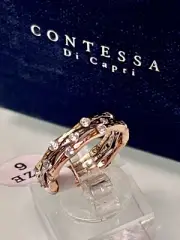 NIB*CONTESSA DI CAPRI~925SS TRICOLOR TEXTURED CZ STACK RINGS~SZ6