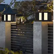 Modern Metal Acrylic LED Solar Outdoor Wall Lights, Warm White, 30/20cm Size, 110-120V/220-240V, Waterproof Sensor Switch
