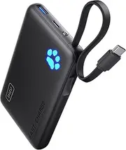 INIU Power Bank, Slimmest 10000mAh Portable Charger with Build in USB-C Cable, 45W PD Fast Charging USB C in&Out Battery Pack, External Phone Charger for iPhone 16 15 14 13 Google etc.