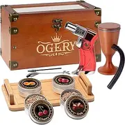 OGERY Cocktail Smoker Kit with Smoking Gun, Old Fashioned Bourbon Smoker Box and 4 Flavors Wood Chips, Stainless Steel, BAR_TOOL_SET