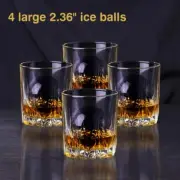 Crystal Clear Ice Ball Maker 4 Cavity Large Clear Ice Balls Form, 2.5” Round Ice