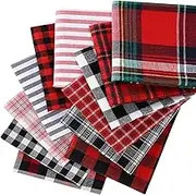 Tatuo 12 Pieces Christmas Fat Fabric Bundles Buffalo Plaid Fat Quarters Cotton Fabric Square Bundles 19.5 x 15.7 Inch Charm Yarn-Dyed Checked Quilting for DIY Crafting Sewing(Simple Style)