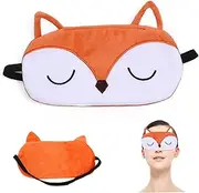 Cute Eye Mask 8x4 Inch Sleepy Fox Design Eye Mask for Kids Adults with Head Strap Lightproof Comfortable Polyester Cotton Blinders for Sleeping, Napping, Cute