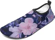 [BTCOWZRV] Water Shoes for Women Men Peach and Purple Flowers Water Sports Shoes Slip-on Breathable Lightweight Athletic Aqua Sock