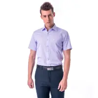 在飛比找momo購物網優惠-【金安德森】紫色變化領窄版短袖襯衫