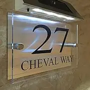 Contemporary Solar Light LED House Signs Plaques Door Numbers 1-99999 Street Name LED Glass Effect Acrylic Modern