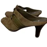 Naturalizer Womens Suede Leather Mule 10M Olive Green Bantam Heeled