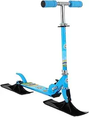 Kids Snow Scooter 2 Wheeled Scooter Sand Scooter Outdoor Portable Conversion for Boys Girls Metal Frame Two Wheel Sled, Blue