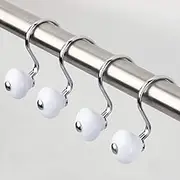 InterDesign York Shower Curtain Hooks, Set of 12, White & Chrome