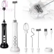Wireles USB Rechargeable Electric Milk Frother 3 Speed Handheld Drink Foam Maker