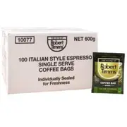 Robert Timms Coffee Portion Control Bags Italian Espresso Style 100 Pack x 1