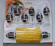 FOOTBALL Vintage Outset Corn Holders 8 Piece Stainless Steel Prongs Tailgate