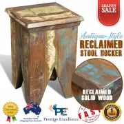 Wooden Stool Hocker Rustic Vintage Reclaimed Solid Wood Antique Style Chair Seat