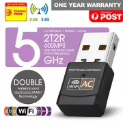 Dual Band 600Mbps USB WiFi Wireless Dongle AC600 Lan Network Adapter 2.4GHz 5GHz