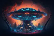 Alien UFO UV tapestry, Blacklight Reactive Psychedelic Tapestry, Trippy Art