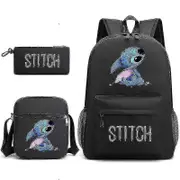Lilo Stitch Backpack Three-piece Set School Bag Y Black