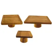Square Wood Cake Display Stand Multifunctional for Birthday Party Cake Plate