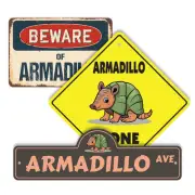 Armadillo (3 Pack) Plastic Street Sign Crossing Sign Warning Sign Vintage Rus...