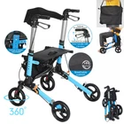 4 Wheels Aid Rollator Foldable Walker Aluminium Walking Frame Mobility Rollator