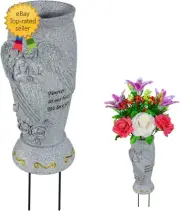 Cemetery Vase, Memorial Grave Vase with Ground Spikes, Angel Vases for Fresh/Art