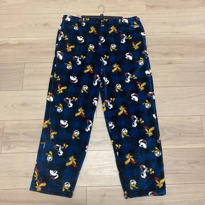 Disney Pajama Pants Bottoms Mickey Mouse Pluto Donald Duck Goofy Mens 2XL Blue