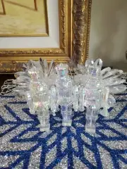 BEEKMAN HOME DECOR Iridescent Lucite Clear Acrylic Nutcrackers Holiday 3pc XMAS