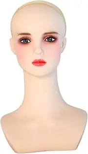 kokiya Cosmetology Mannequin Head with Wig Cap Manikin Head Jewelry Display with Makeup Wig Bust Heads Stand for Shopping Mall Home
