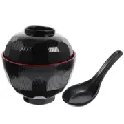 1 Set of Miso Food Bowl with Spoon Japanese Food Container Miso Soup Serving