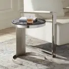 Georgina Modern Satin Pleated Metal Round Accent Side End Table 18" Wide Silver
