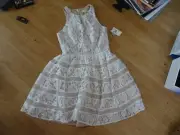 Aidan Mattox Ivory & Nude Lace Shadow Dress NWT Size 4 MSRP $198