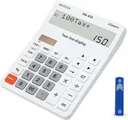 [DUPOTA] Calculator Handheld Large Display Big Buttons with 12 Digits 2-line LCD, Dual Solar Power and Battery, Calculator with Tax and Chat Function for Office, Home, School and Business （OA-635）