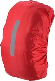 uxcell 55-65L Waterproof Backpack Rain Cover, Non-Slip Backpack Cover with Vertical Reflective Strap Stay Dry for Hiking, Camping, Hunting, L, Red