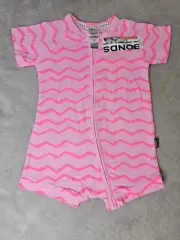 2016 Summer Bonds Pink Jurassic Stripe Pink Zip Wondersuit Size 1 BNWT