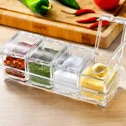 Kitchen Transparent Four-compartment Seasoning Jar Set with Spoon Spices Jars