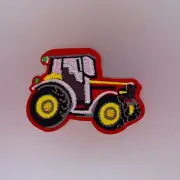 Red Tractor Patch — Iron On Badge Embroidered Motif — Kids Truck Farm