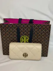 NWT Tory Burch Willa Diamond Quilted Soft Leather Chain Wallet