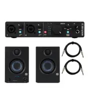 Arturia MiniFuse 2 Audio Interface Black with Studio Speakers and TRS Cables