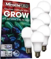 MiracleLED Full Spectrum LED Grow Light Replaces 150W (6-Pack), (604527)